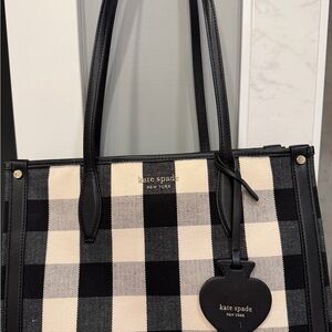 Kate Spade Black and Cream Plaid Tote